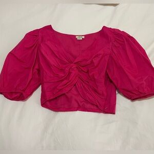 Jason Wu Hot Pink Puff Sleeve Crop Top